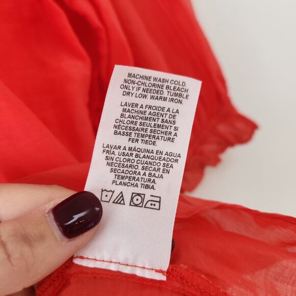 Velvet Graham & Spencer Kaitlyn Ruffle Top Silk Blend Coral Blouse Lightweight S - Picture 7 of 7